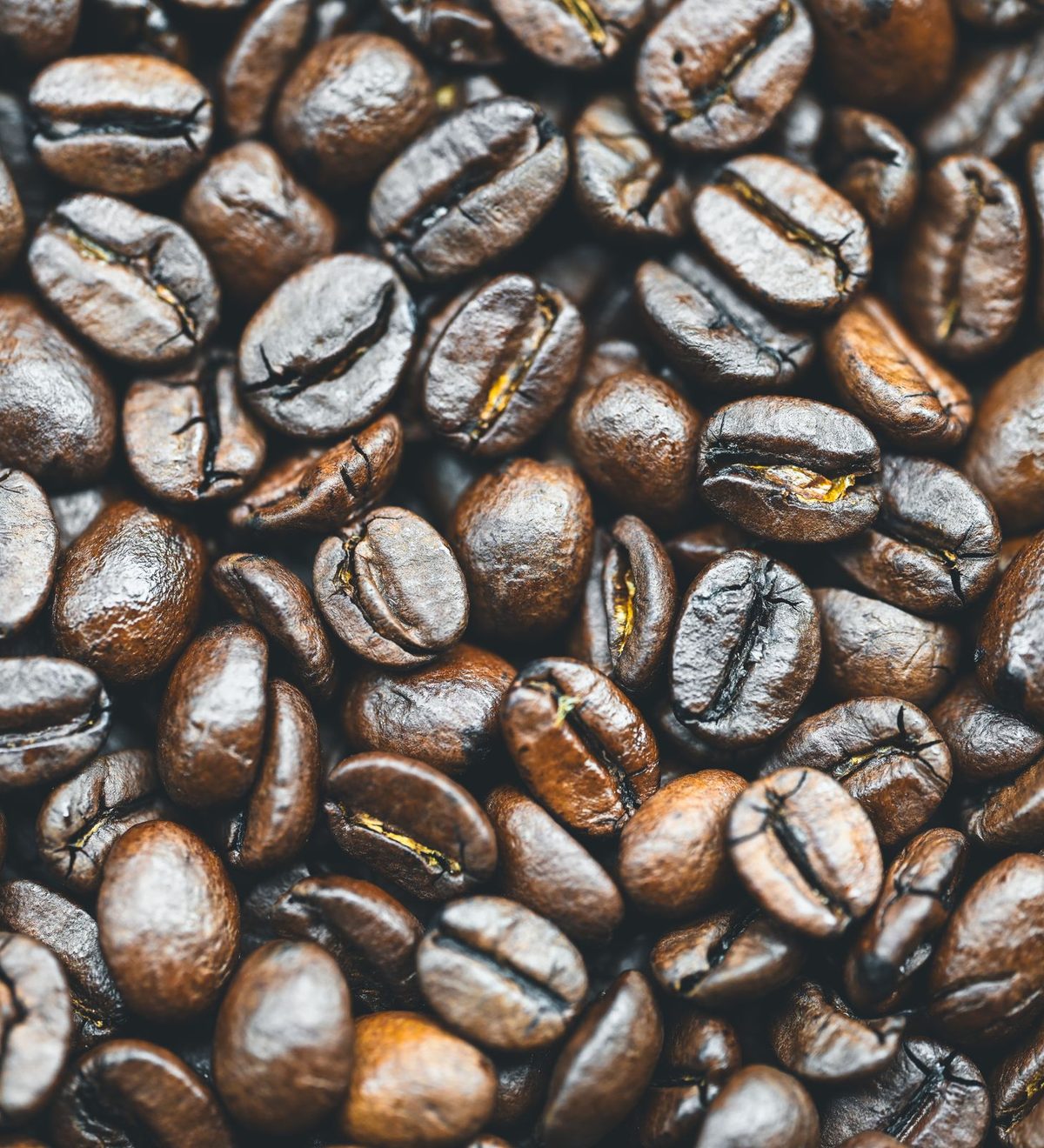 Geröstete Kaffeebohnen in Nahaufnahme